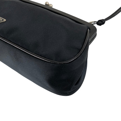 PRADA Tessuto Triangle Logo Small Handbag Black Vintage mygrbb