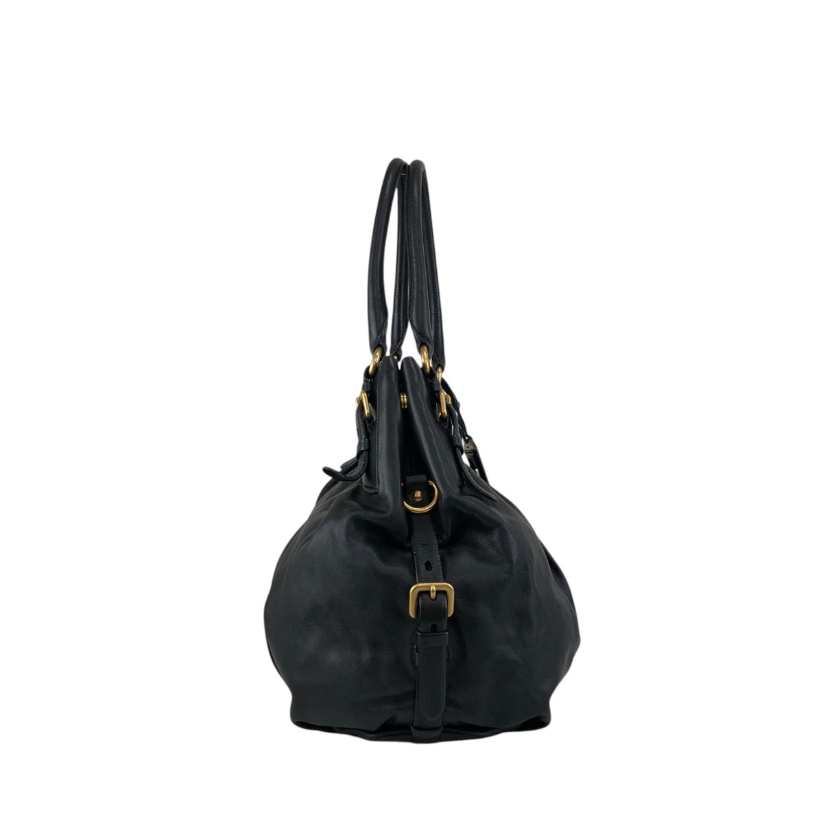 PRADA Logo Shoulder bag Hobobag Black Vintage k2n6cf
