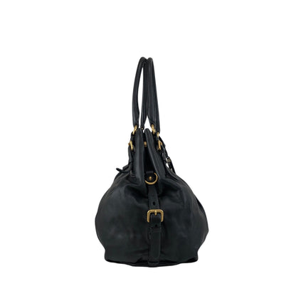 PRADA Logo Shoulder bag Hobobag Black Vintage k2n6cf