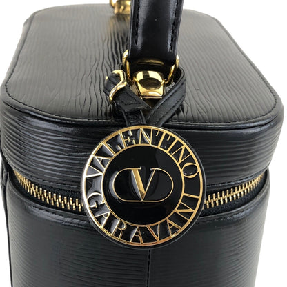 VALENTINO GARAVANI Logo Handbag Vanity bag Black Vintage hfnkds