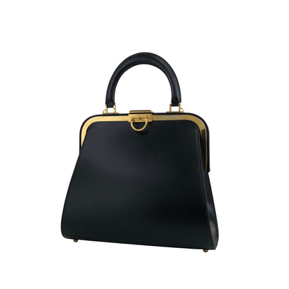 Christian Dior Metal Clasp Handbag Black Vintage 7ncfjz