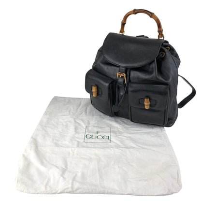 GUCCI Bamboo Double Pocket Backpack Black Vintage 3ug5ej