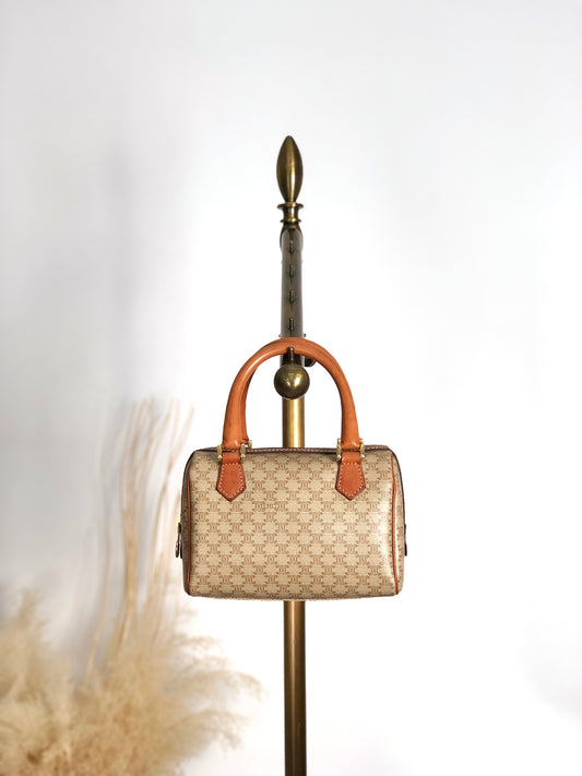 CELINE Macadam Two-way Handbag Shoulder bag Beige Vintage vwi2wp