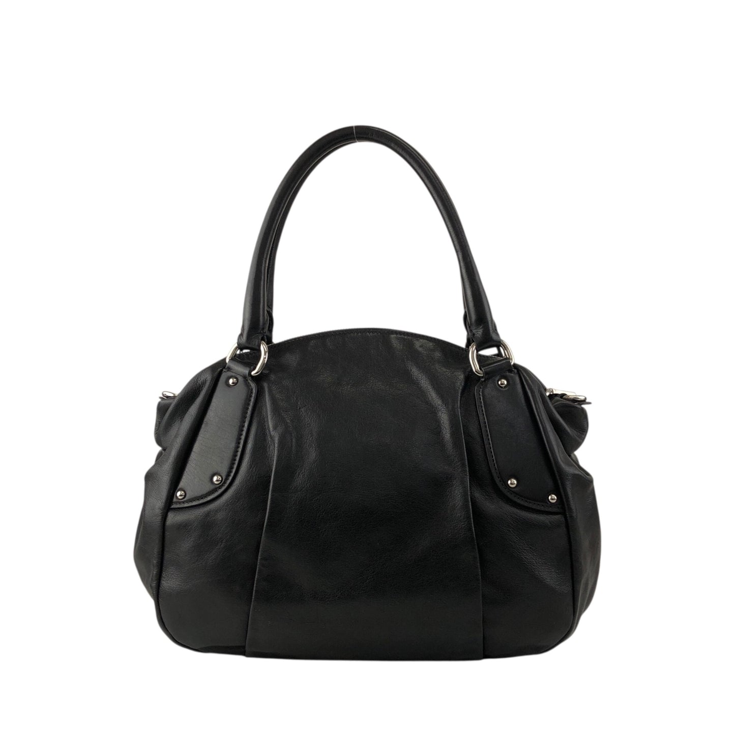 PRADA Logo Round Handbag Black Vintage 4frjvm