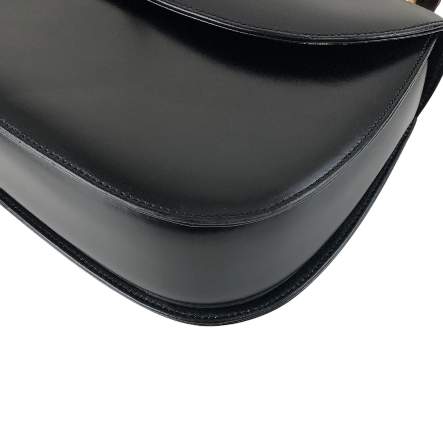 GUCCI Bamboo Turn Lock Handbag Black Vintage 57imw4