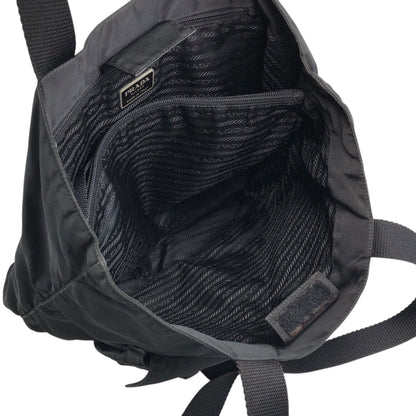 PRADA Triangle Logo Double Pocket Totebag Black Vintage ezms23