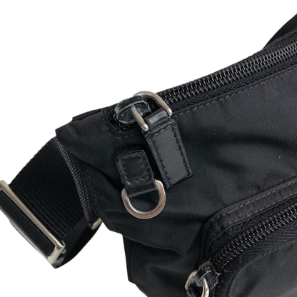 PRADA Triangle Logo Front Pocket Sling bag Black Vintage ts8rf4