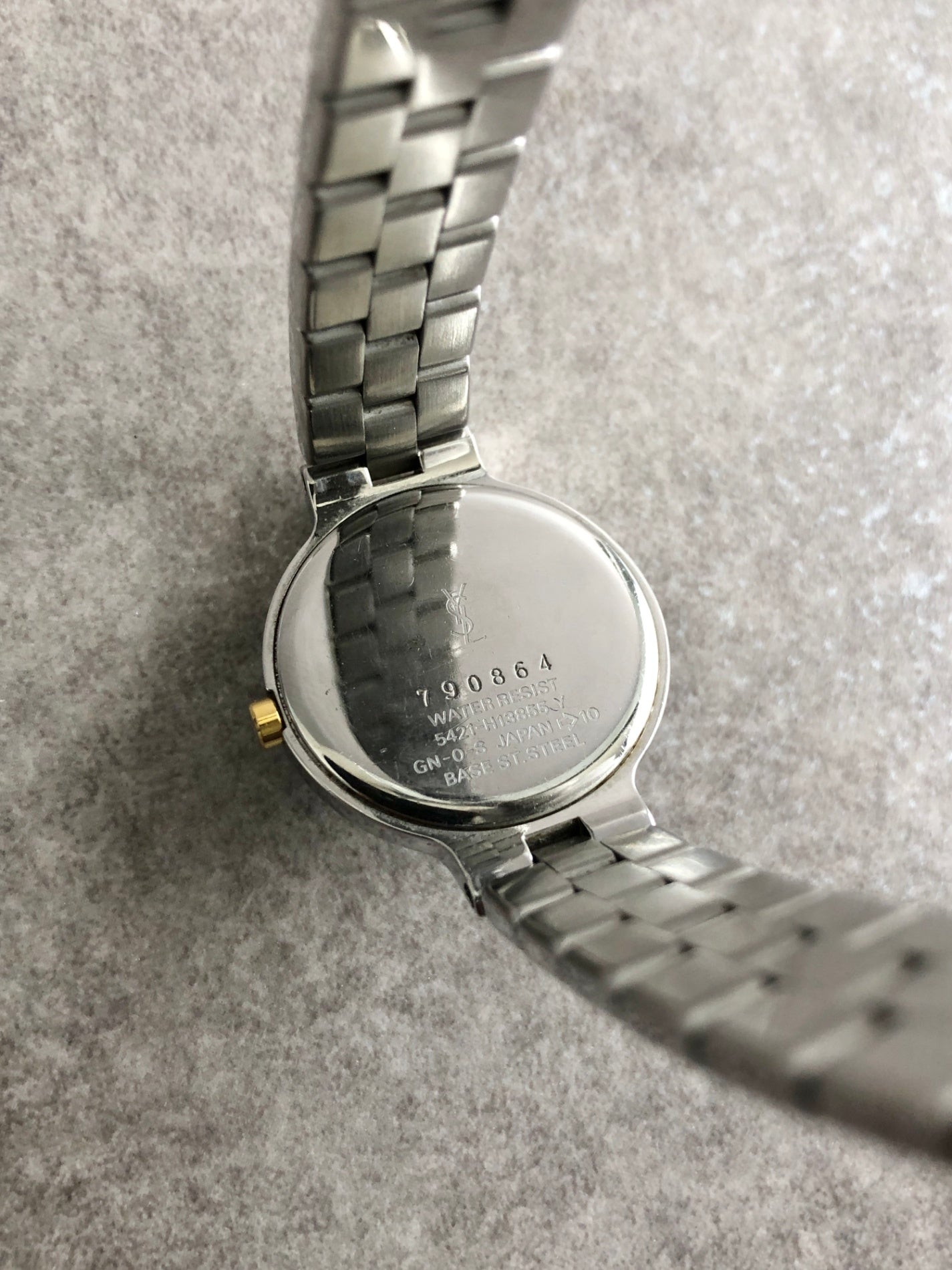 Yves Saint Laurent YSL Logo Watch Silver×Blue 5421-H13855Y Vintage r2mjrn
