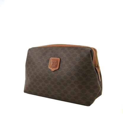 CELINE Macadam Blason  PVC Leather Pouch Brown Vintage vnsihf