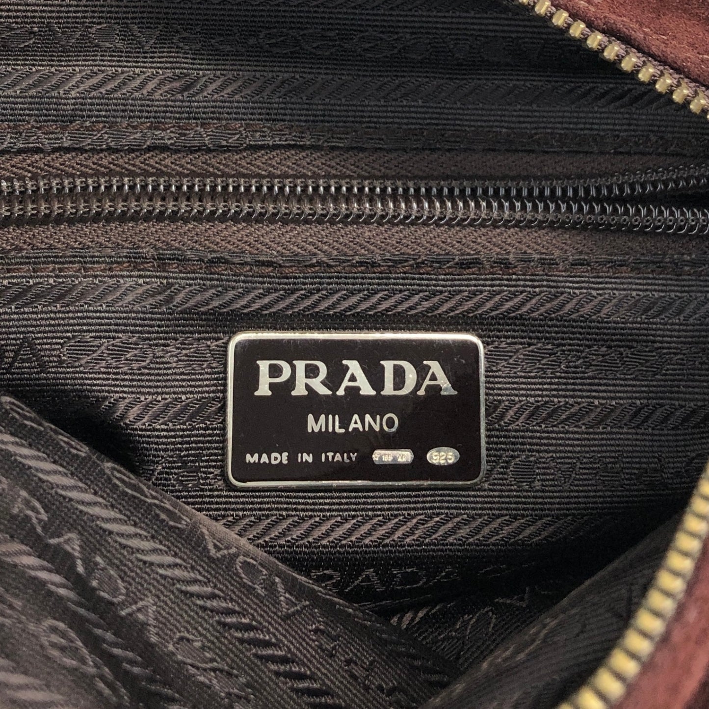 PRADA Triangle Logo Chain Shoulder bag Brown Vintage aprb7j