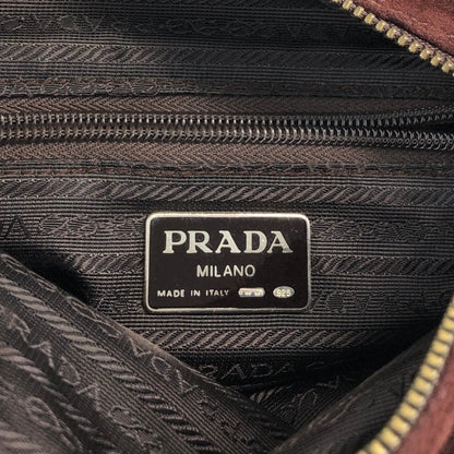 PRADA Triangle Logo Chain Shoulder bag Brown Vintage aprb7j
