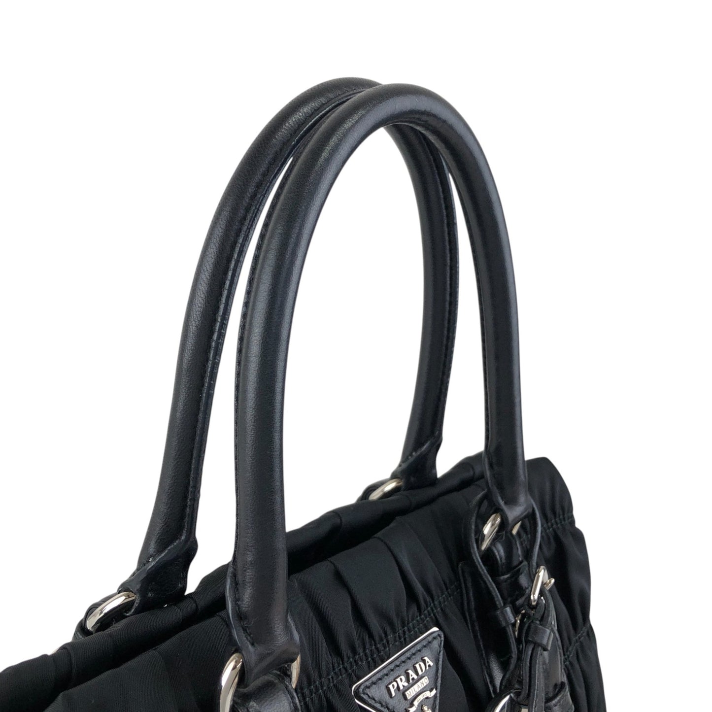 PRADA Tessuto Triangle Logo Two-way Handbag Shoulder bag Black Vintage kcds2w