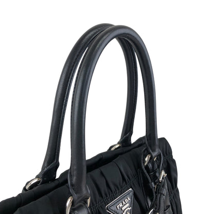 PRADA Tessuto Triangle Logo Two-way Handbag Shoulder bag Black Vintage kcds2w