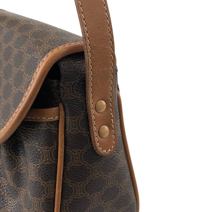 CELINE Macadam Blason Front Buckle Shoulder bag Brown Vintage 8vwf72