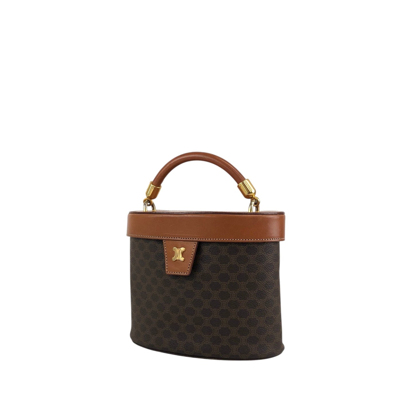 CELINE Macadam Triomphe Two-way Shoulder bag Vanity bag Brown Vintage tbvwcr