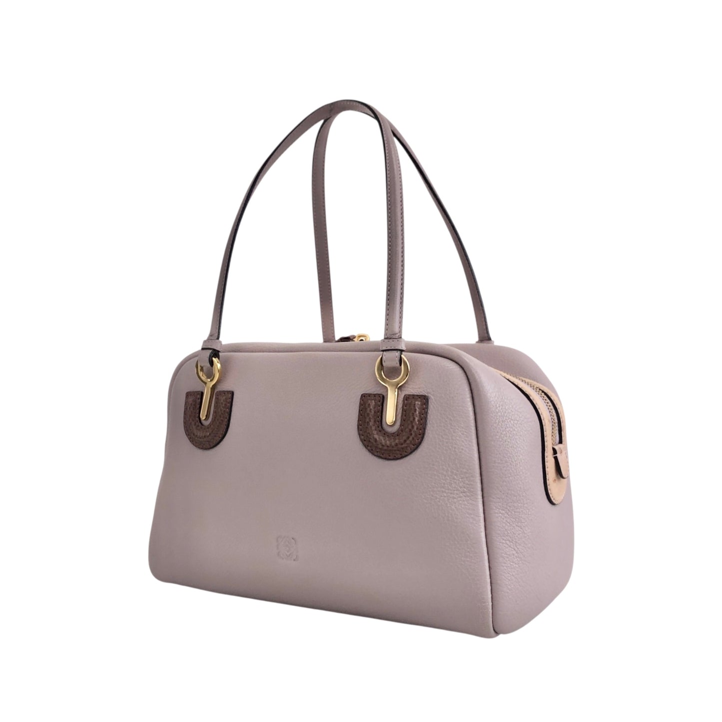 LOEWE Anagram Padlock Small Boston bag Handbag Purple Vintage za8z7w