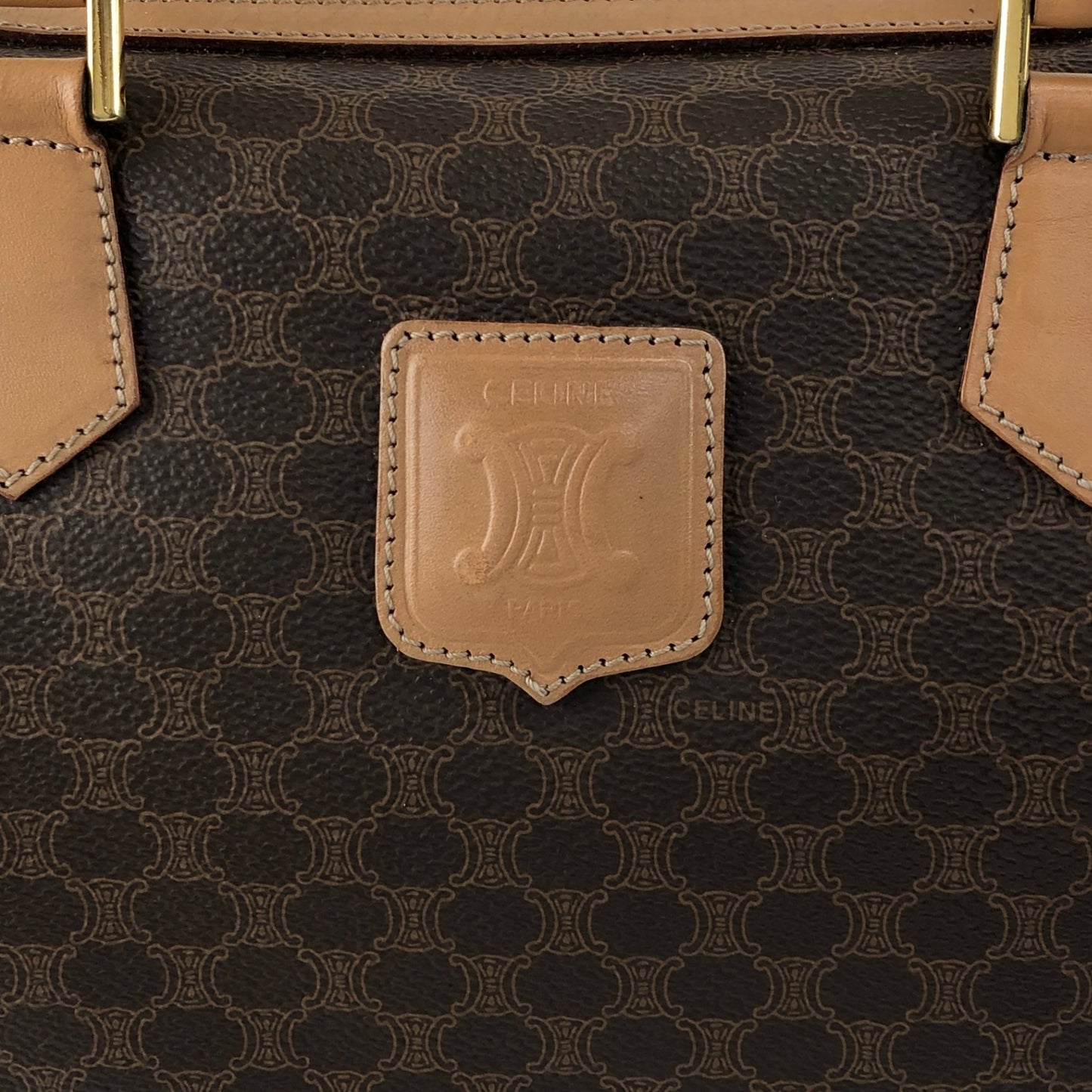 CELINE Macadam Blason Two-way Handbag Shoulder bag Brown Vintage h5nkpp