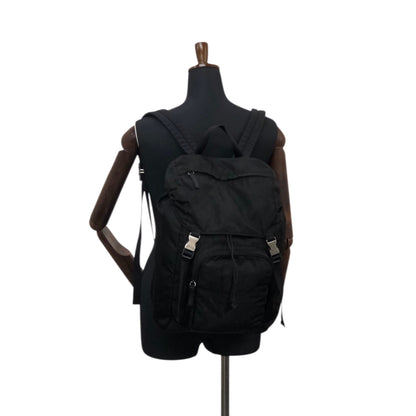 PRADA Tessuto Triangle Logo Backpack Black Vintage wji8cz