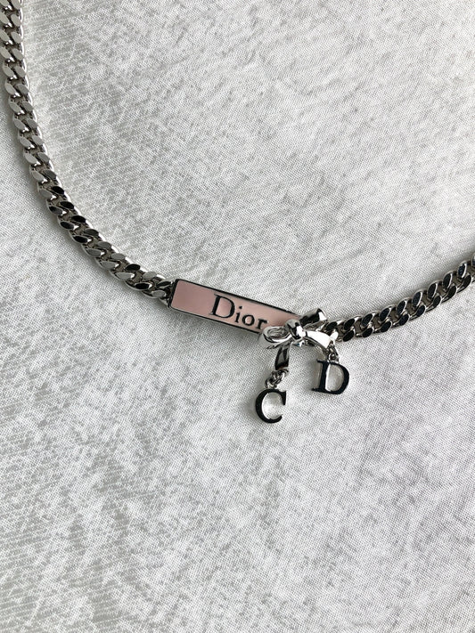 Christian Dior 標誌圖案項鍊 銀色 復古 ydrizh
