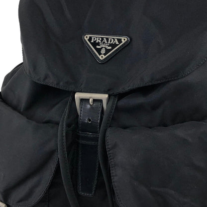 PRADA Triangle Logo Double Pocket Nylon Backpack Black Vintage mwb7bb