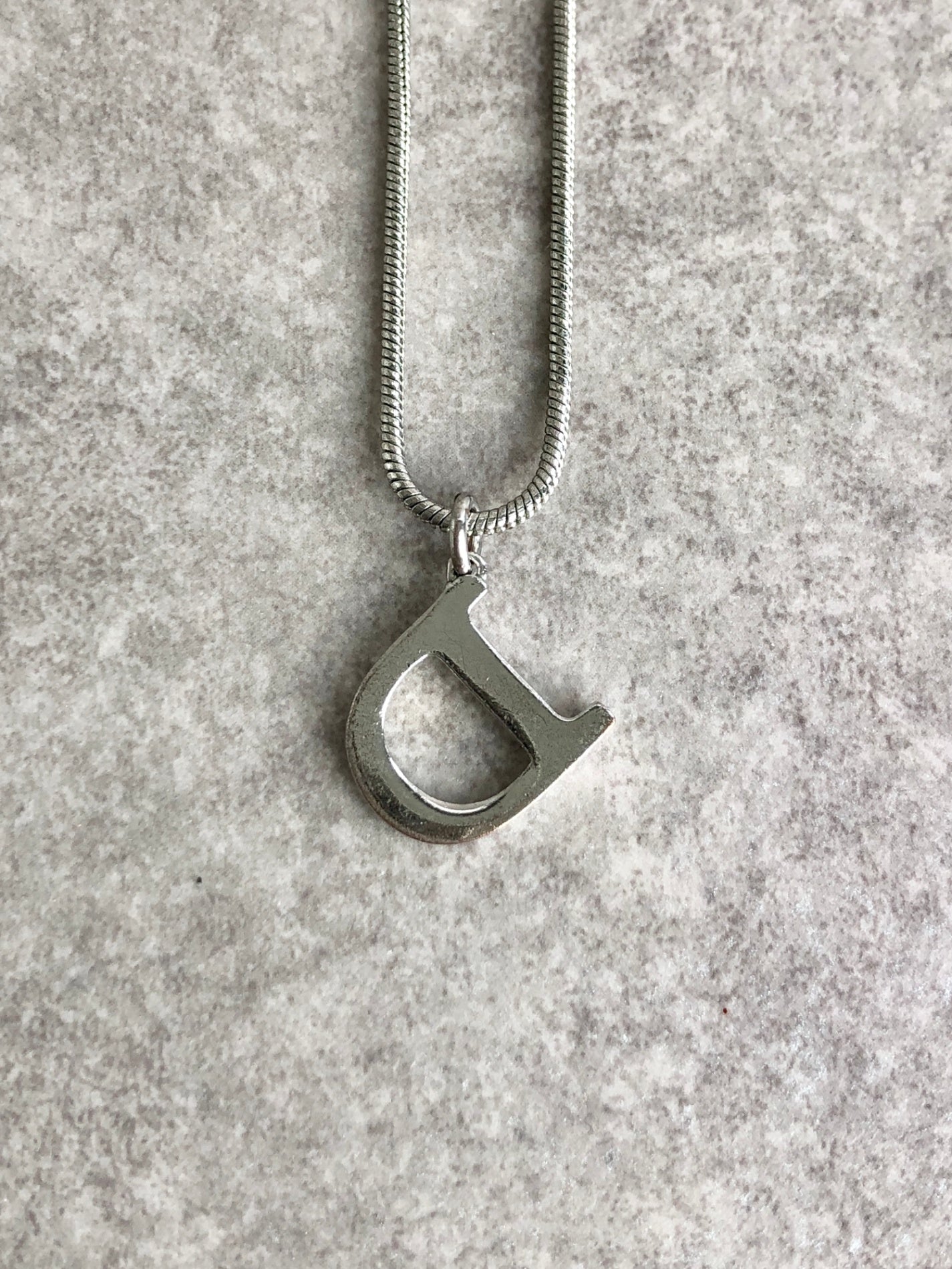 Christian Dior D Motif Necklace Silver Vintage uxg4nx