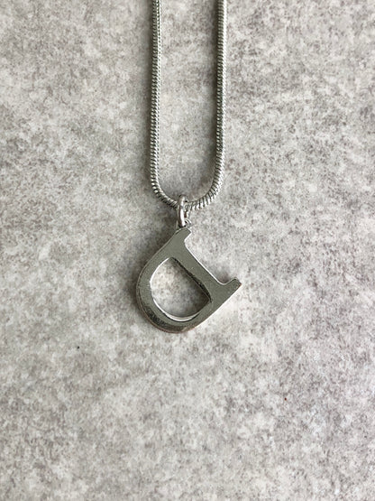 Christian Dior D Motif Necklace Silver Vintage uxg4nx