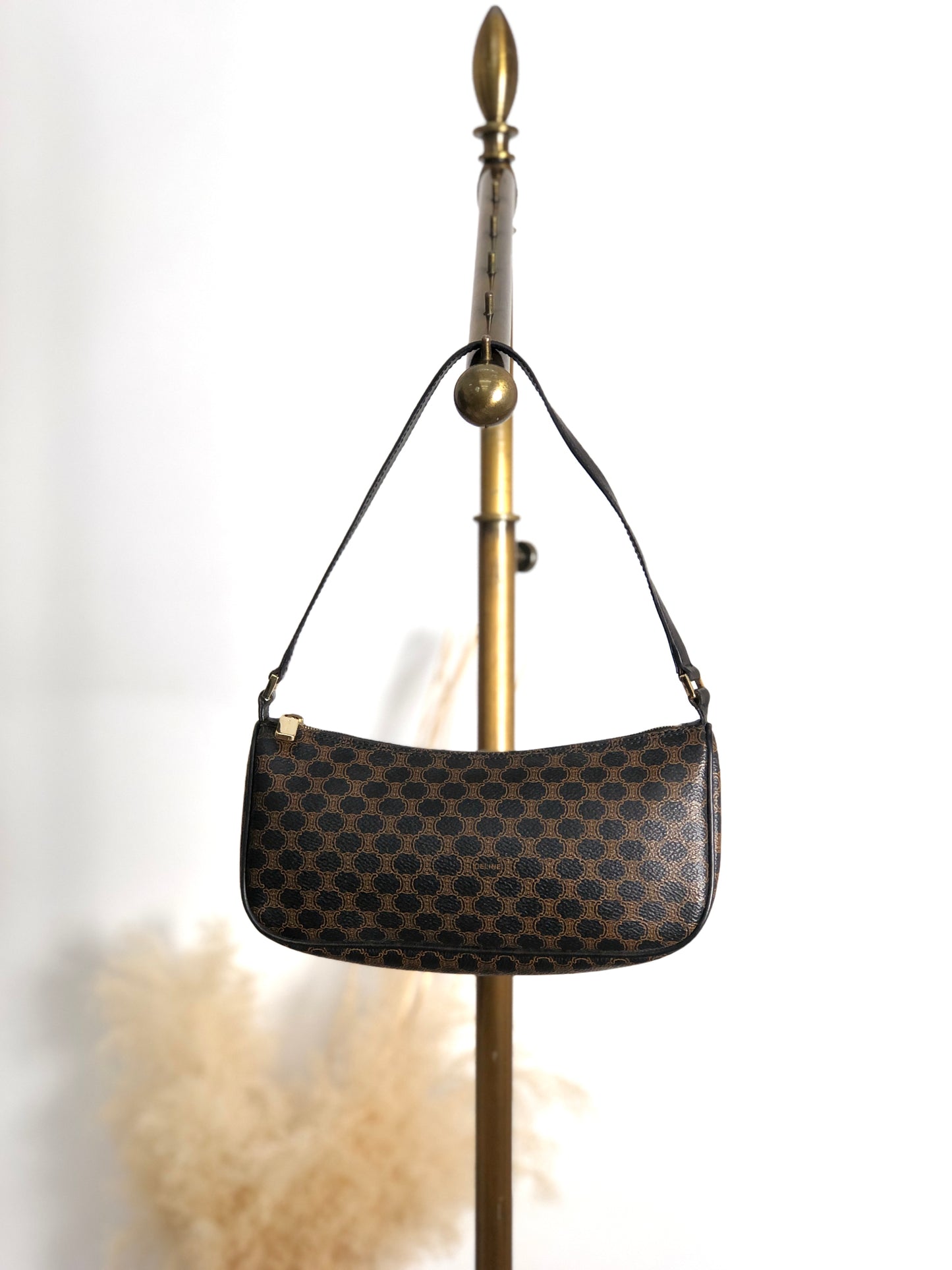 CELINE Macadam Handbag Hobobag Black Vintage f52hnu