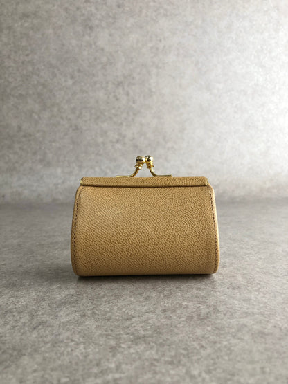 Yves Saint Laurent YSL Logo Metal Clasp Coin Purse Beige Vintage 6fj2nf