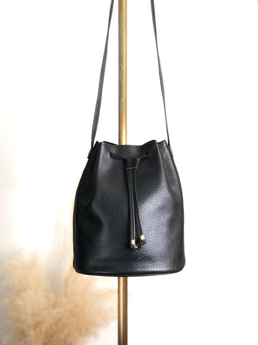 CELINE Drawstring Shoulder bag Black Vintage jmfp22
