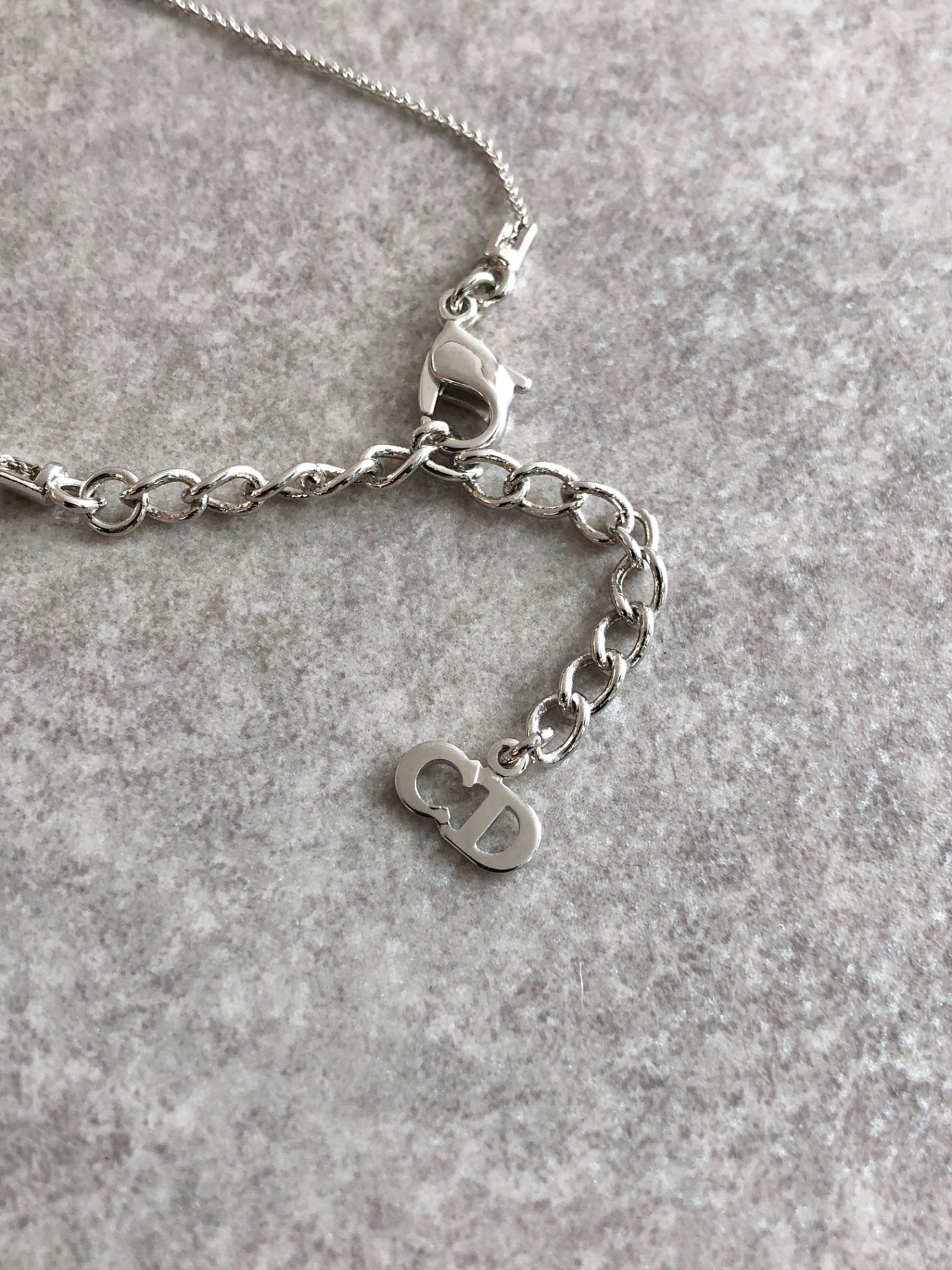 Christian Dior Logo Motif Necklace Silver Vintage 2wf278