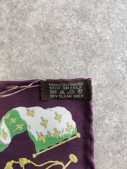 HERMES Silk Scarf Purple PAVOIS Vintage bpw8jp