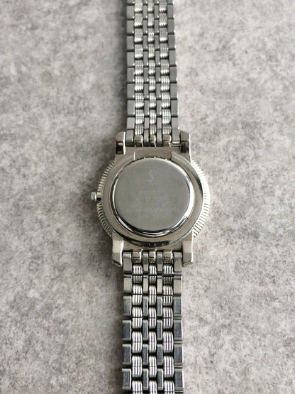Yves Saint Laurent YSL Logo Quartz Watch Silver5421-F46452 Vintage  j63jak