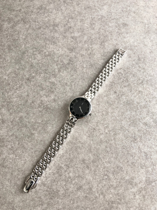 Yves Saint Laurent YSL Logo Quartz Watch Silver 2823-288458 Vintage 4rhgue
