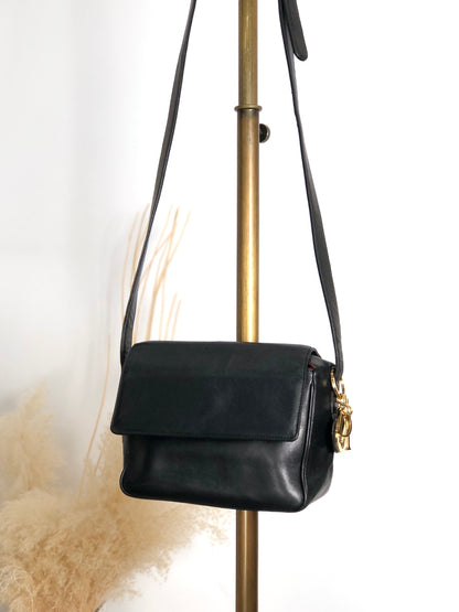 Christian Dior Logo Charm Shoulder bag Black Vintage rrr3nm