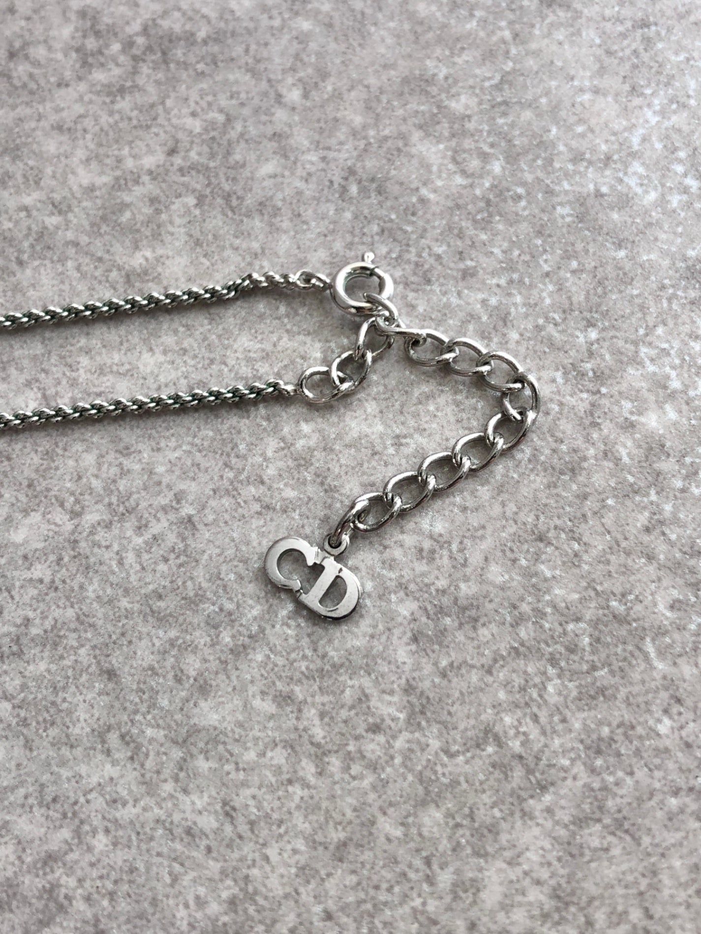 Christian Dior CD Logo Necklace Silver Vintage 8nfiyv