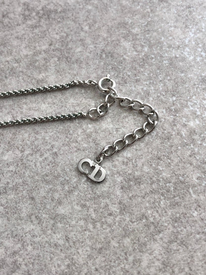 Christian Dior CD Logo Necklace Silver Vintage 8nfiyv