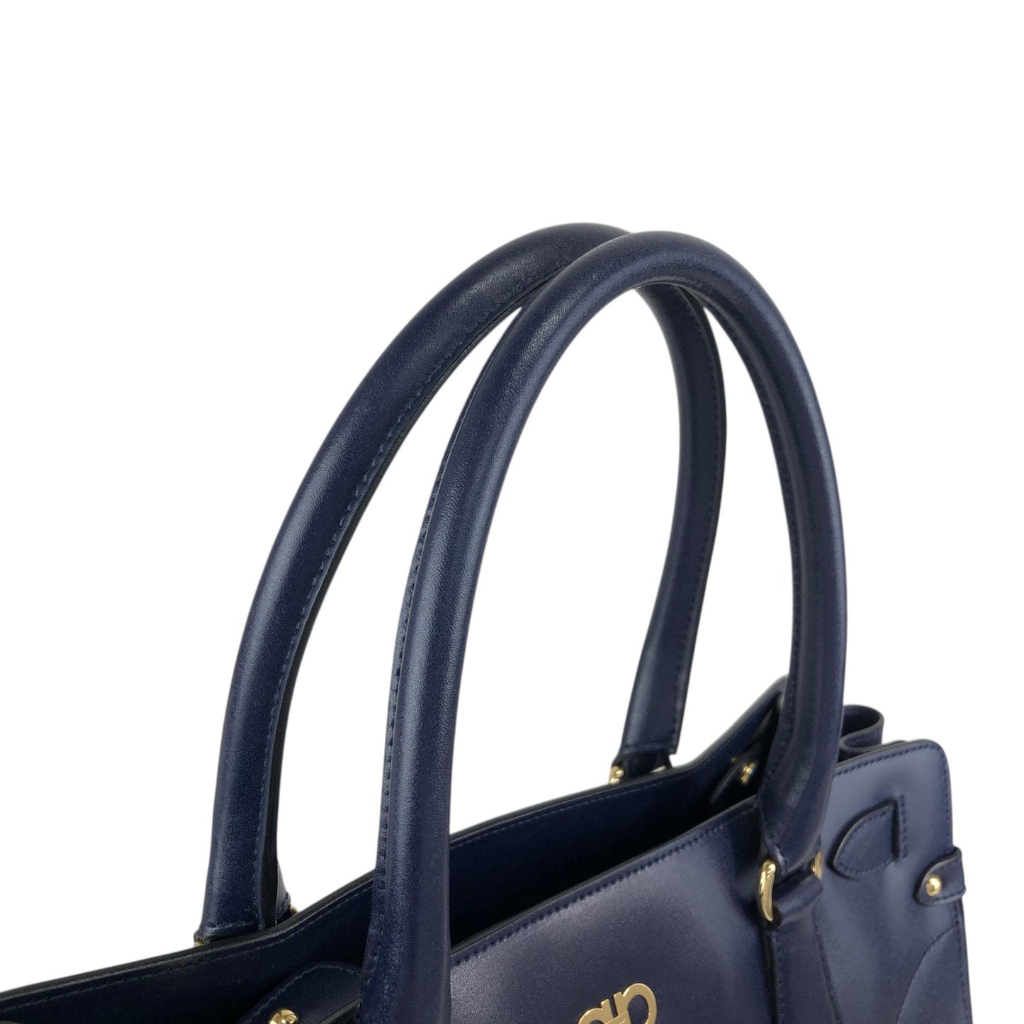 Salvatore Ferragamo Gancini Handbag Totebag Navy Vintage 6faja2