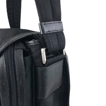 PRADA Tessuto Triangle Logo Front Buckle Shoulder bag Black Vintage n6kgte