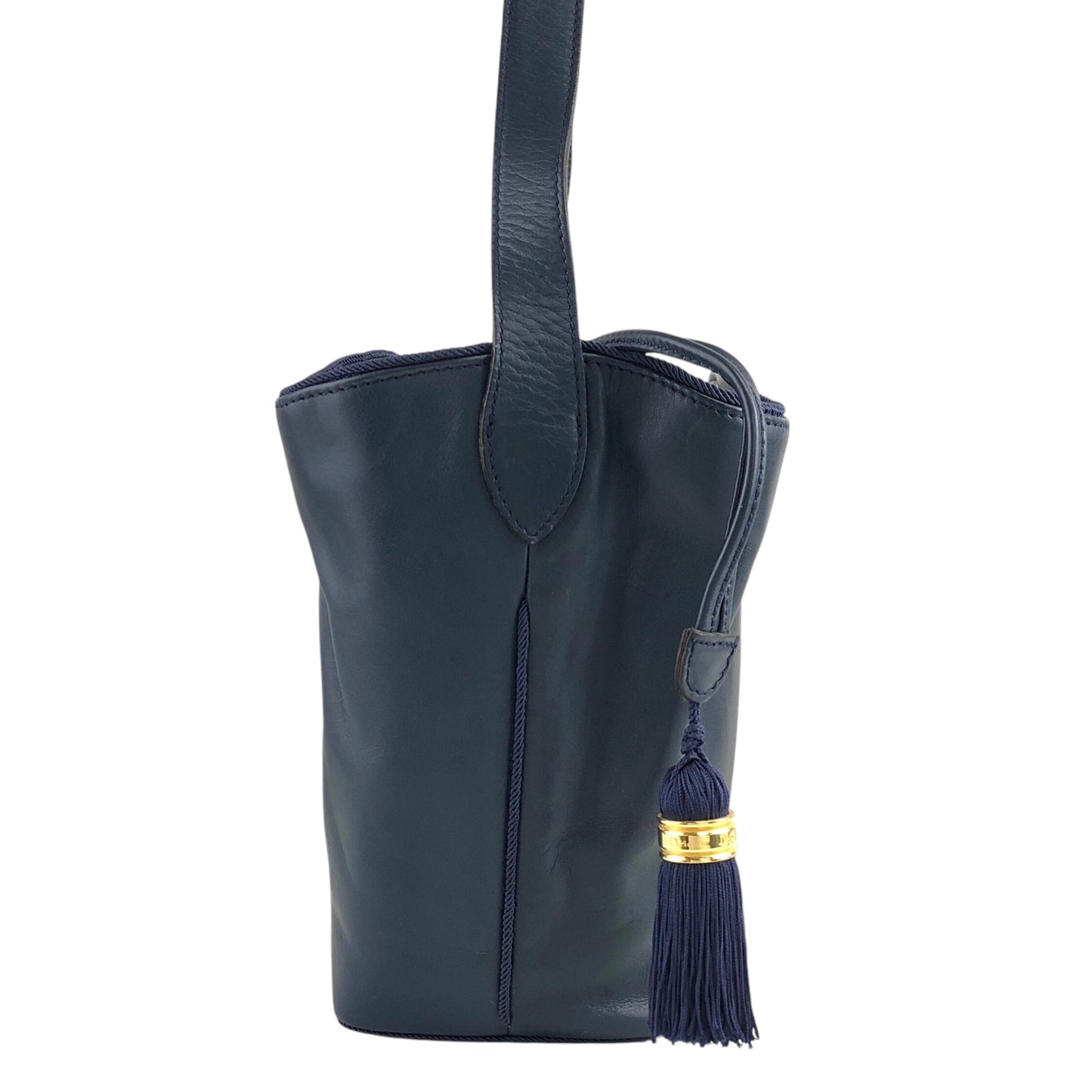 Christian Dior CD Logo Tassel Drawstring Shoulder bag Navy Vintage vzaky4