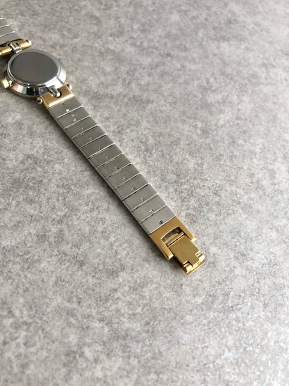 Christian Dior Logo Quartz Watch Silver×Gold 3025 Vintage h2x5fz