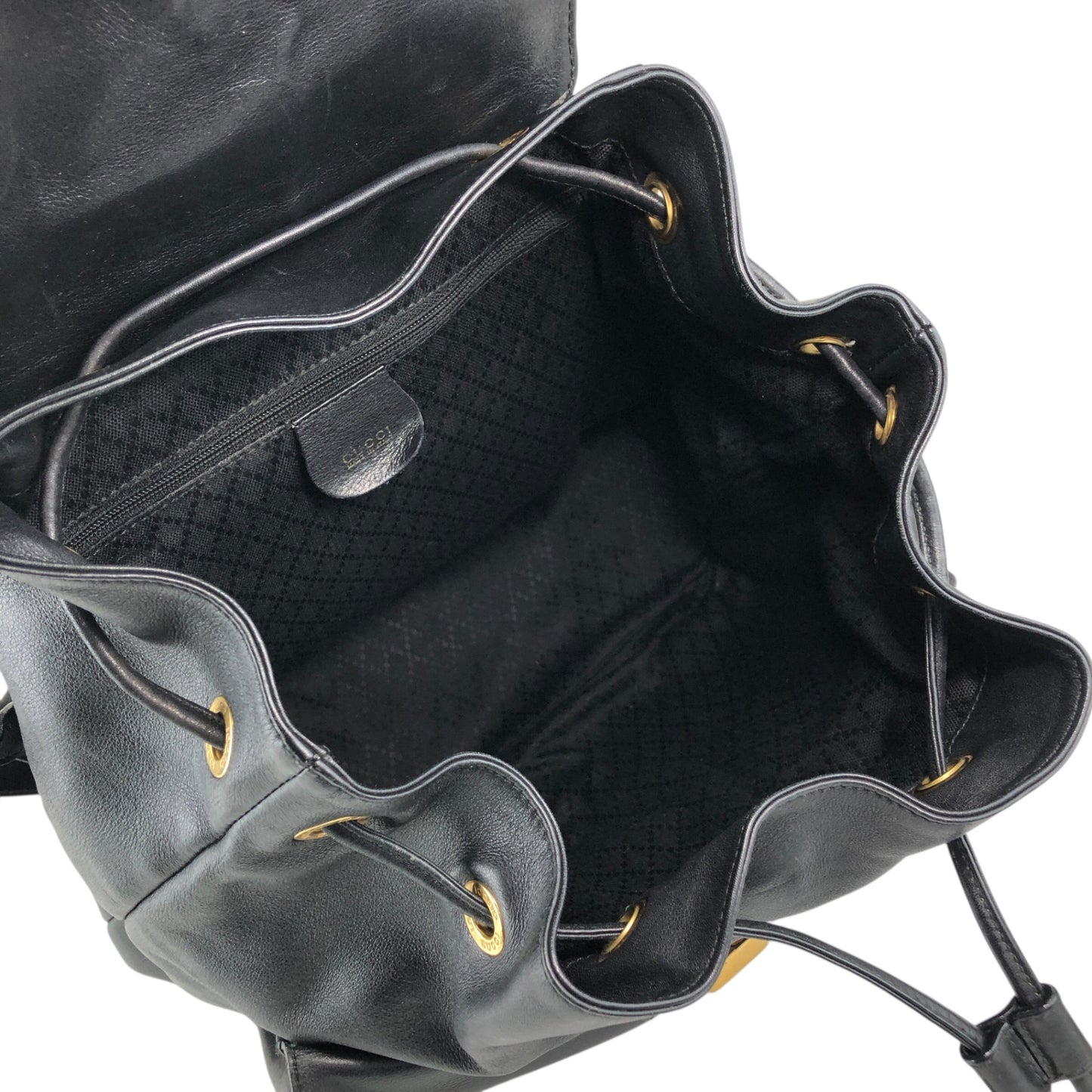 GUCCI Bamboo Front Buckle Backpack Black Vintage gaic2f