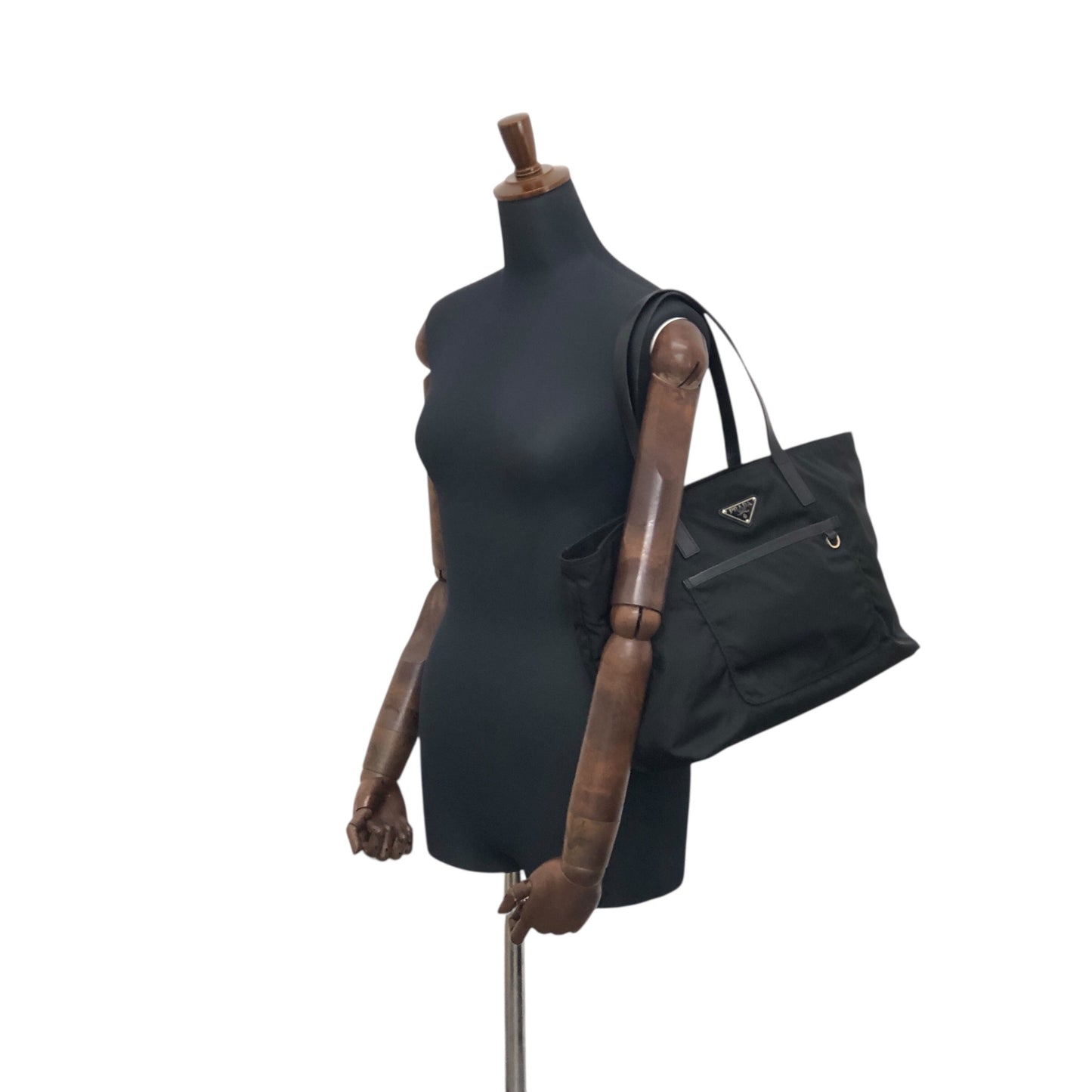 PRADA Triangle Logo Front Pocket Totebag Black Vintage p2sa5n