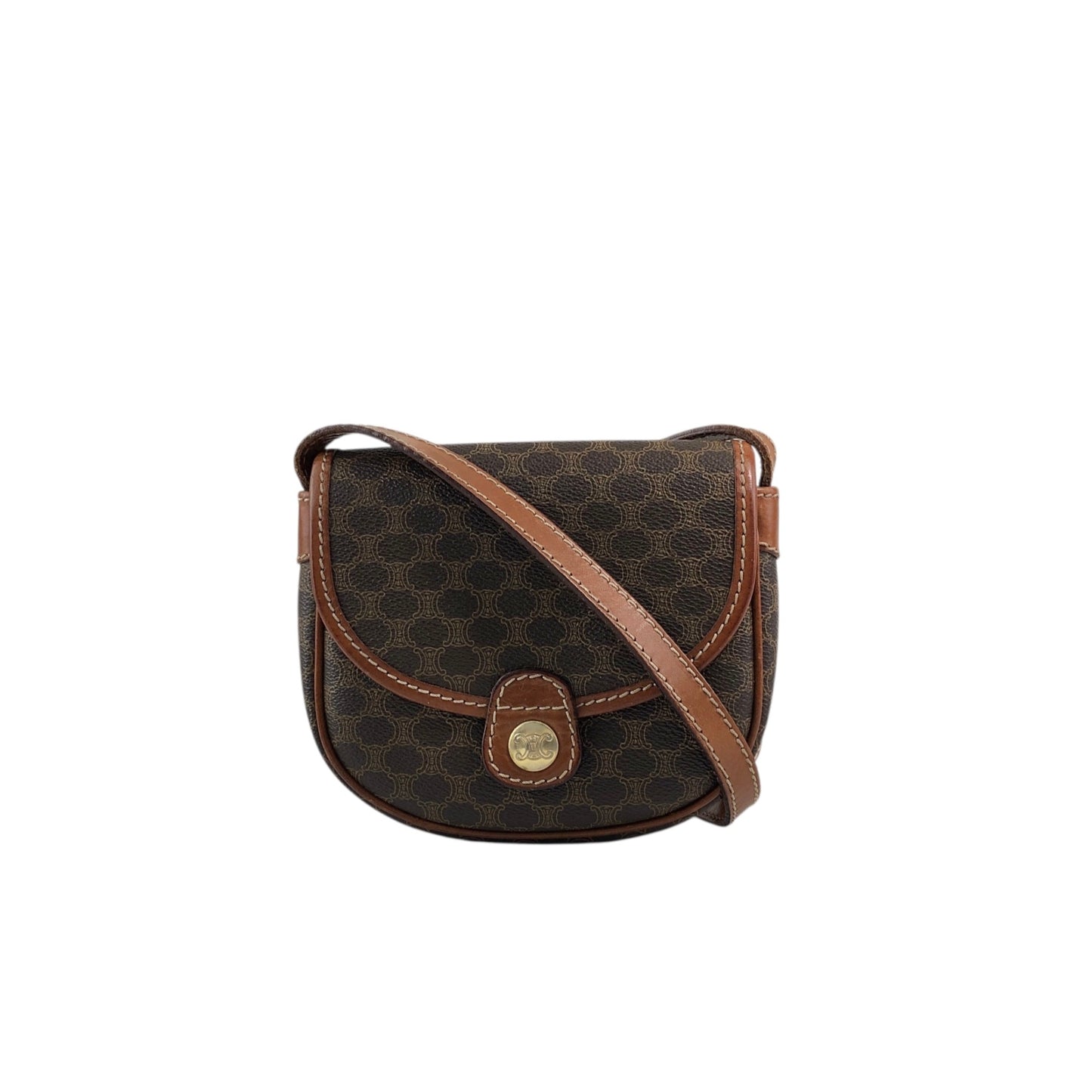 CELINE Macadam Triomphe Shoulder bag Brown Vintage eckras