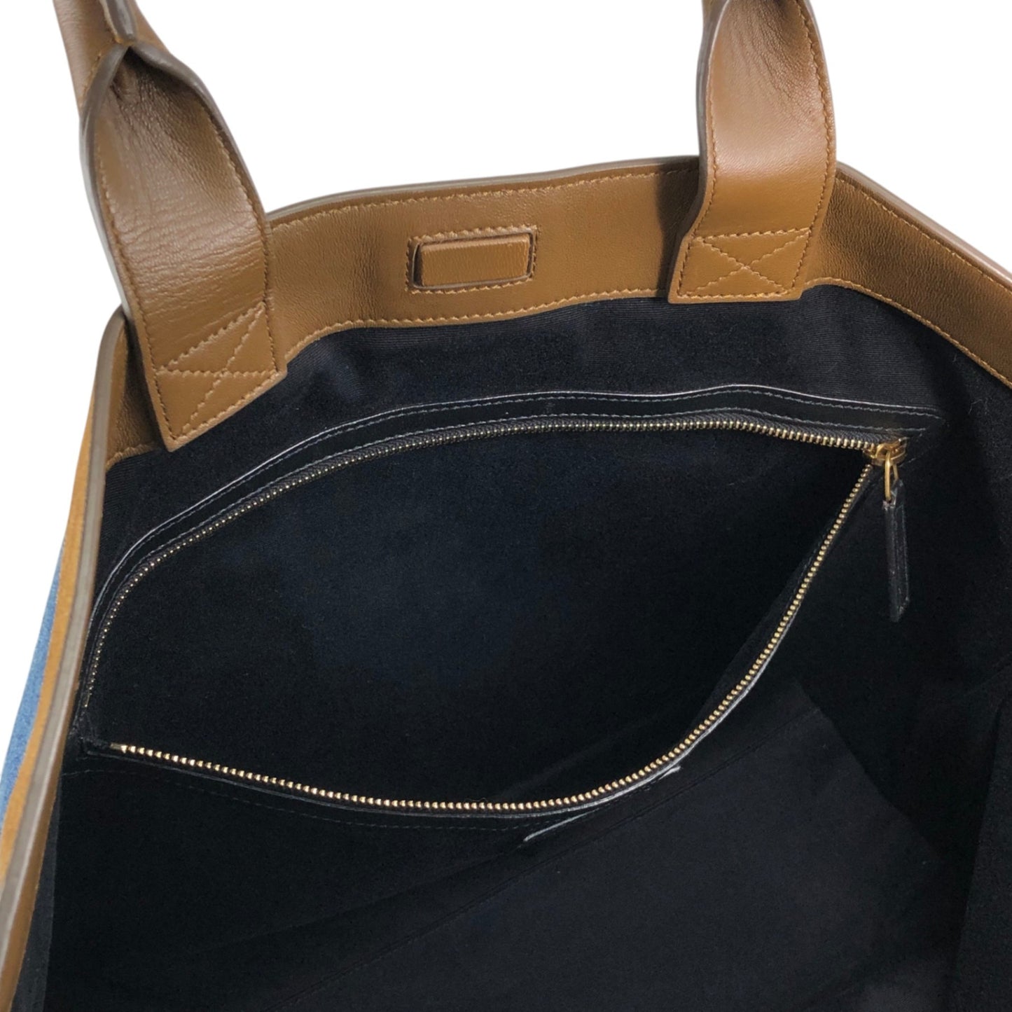 Yves Saint Laurent YSL Logo Totebag Indigo×Brown Vintage tgpnxk