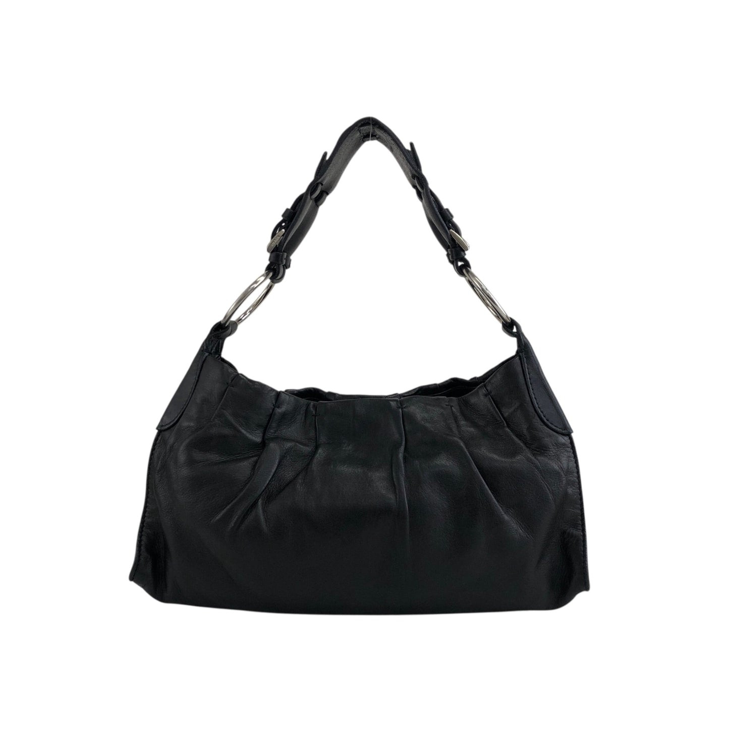 PRADA 三角形標誌單肩包 Hobobag 黑色復古 bs6gm7