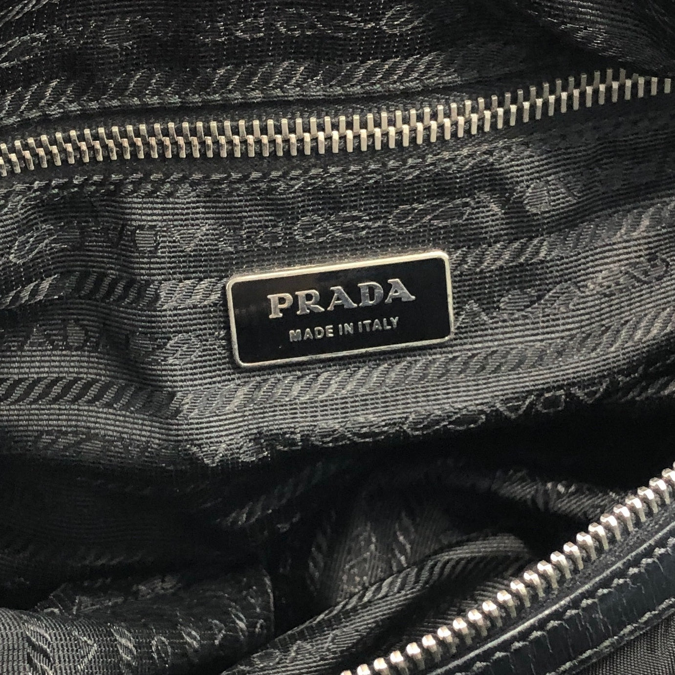 PRADA Triangle Logo Handbag Boston bag Black Vintage avf75u