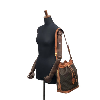 CELINE Macadam Blason Drawstring Shoulder bag Brown Vintage p8wjvh