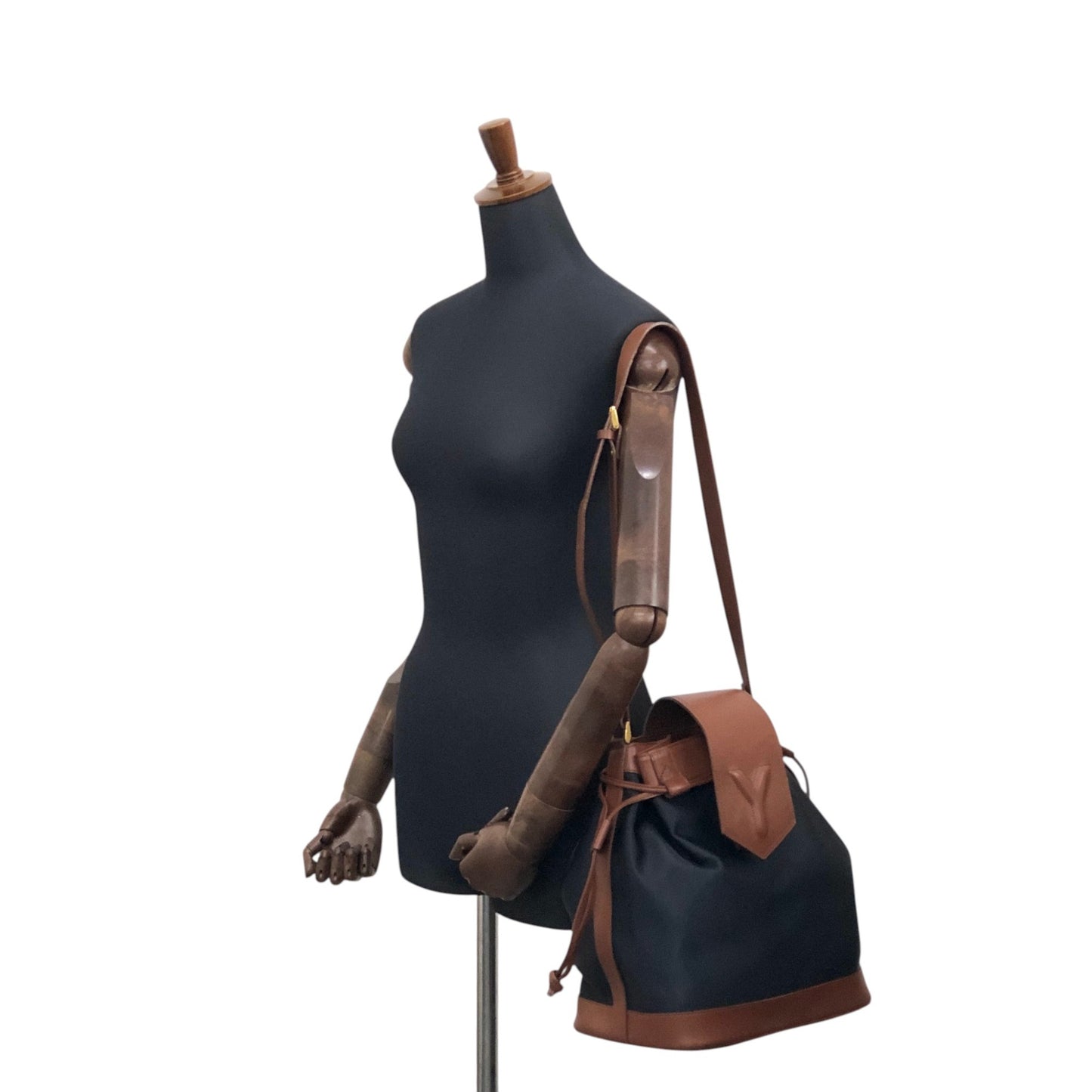 Yves Saint Laurent Logo Drawstring Shoulder bag Brown Vintage vjh7bs