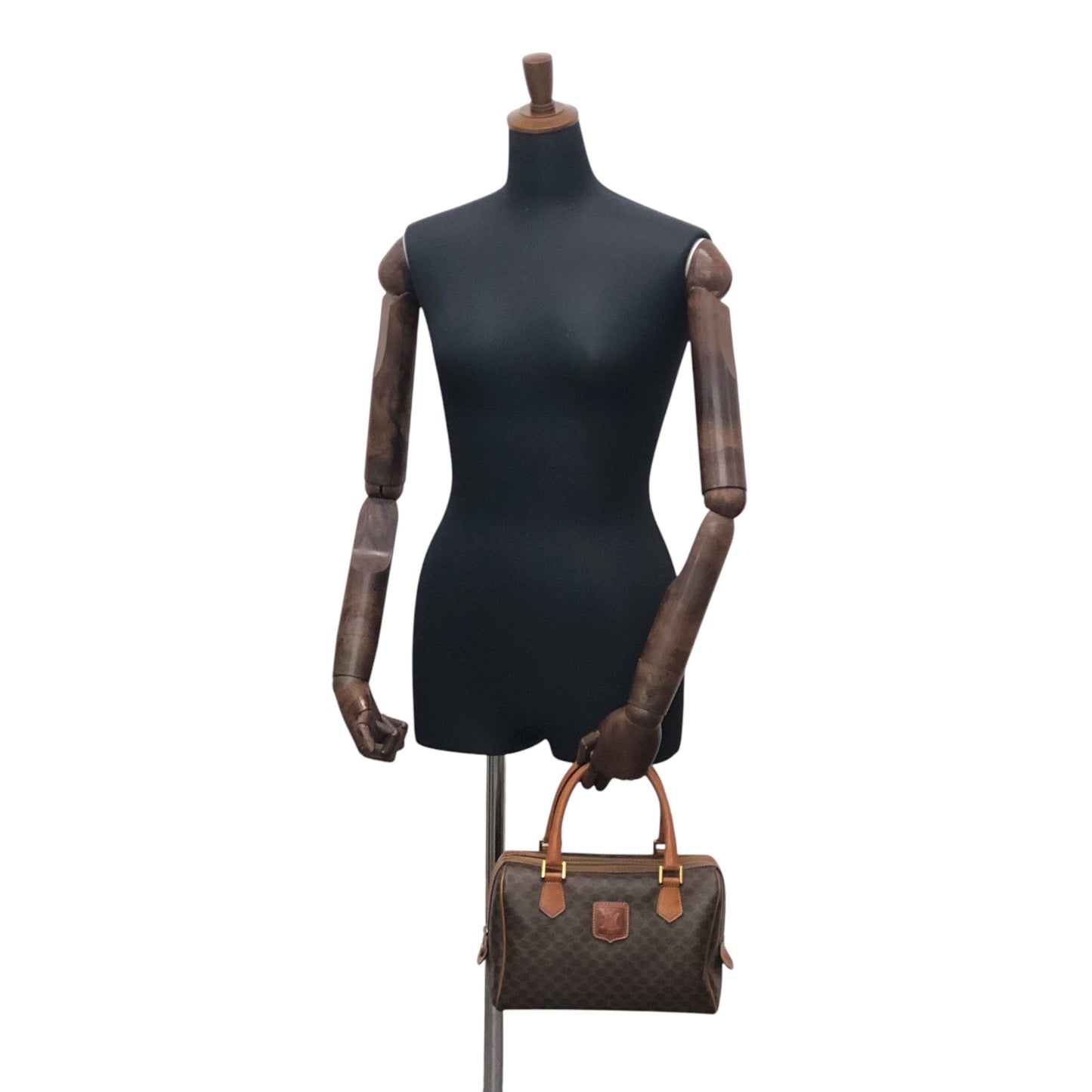 CELINE Macadam Blason Handbag Boston bag Brown Vintage xrgcpj