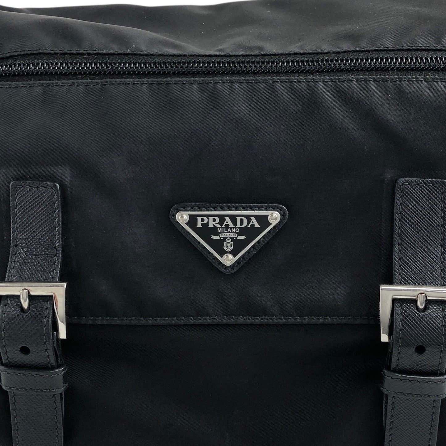 PRADA Tessuto Triangle Logo Shoulder bag Black Vintage t2gb5a
